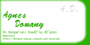 agnes domany business card